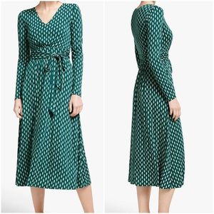 Boden Green and White Midi Dress